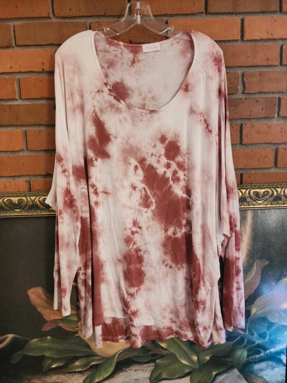 Oversized Pink Lily Tie Dye Top Medium